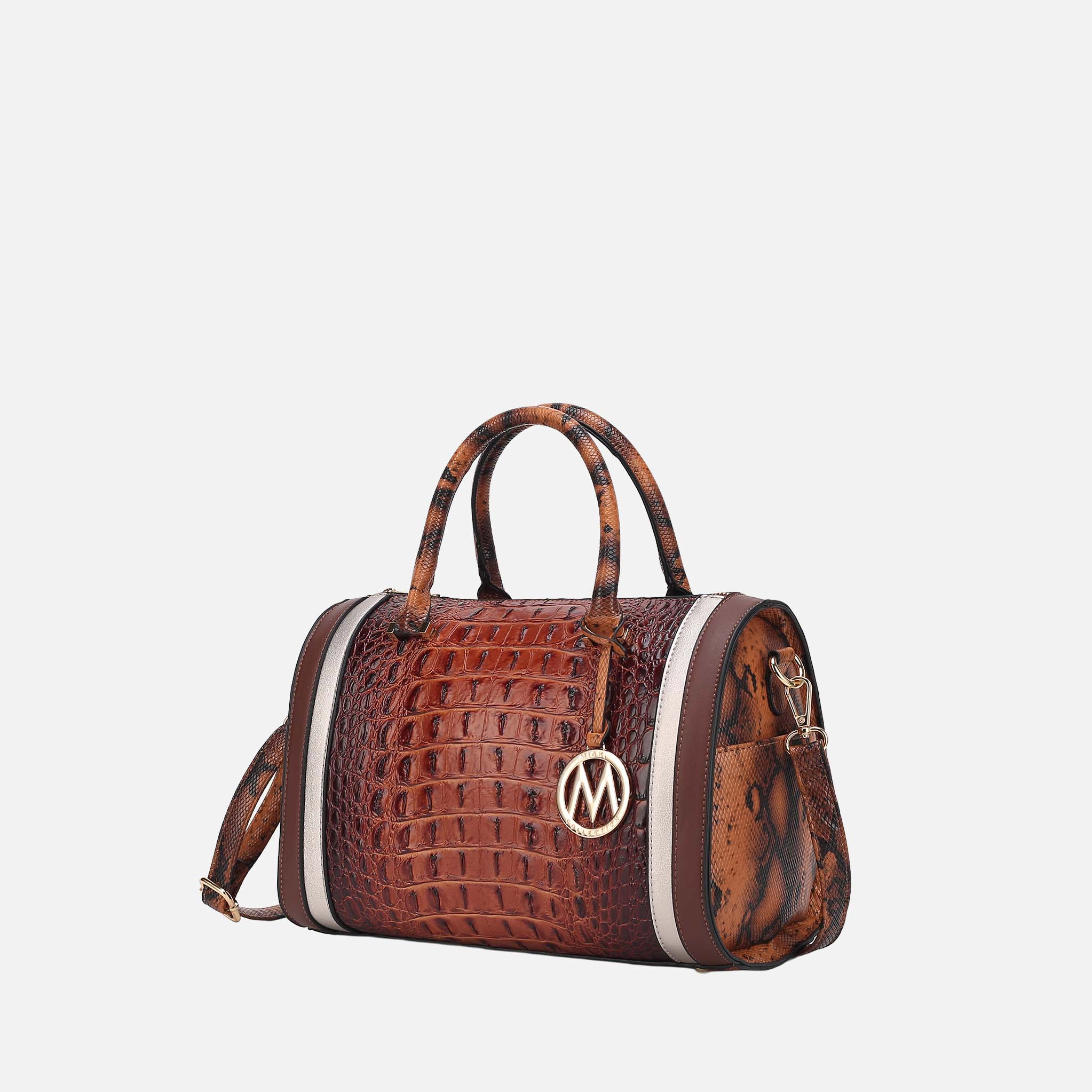 MKF Collection by Mia K Eleanor Croco-Embossed Vegan Leather Satchel, Removable Strap