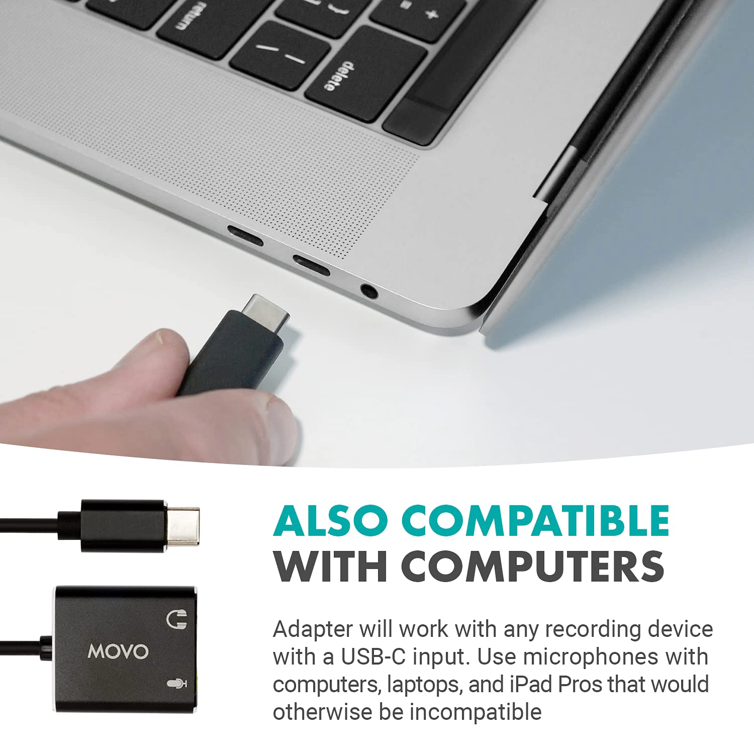 Movo USBC-AC2 TRS Mic. to USB-C Stereo Audio Sound Card