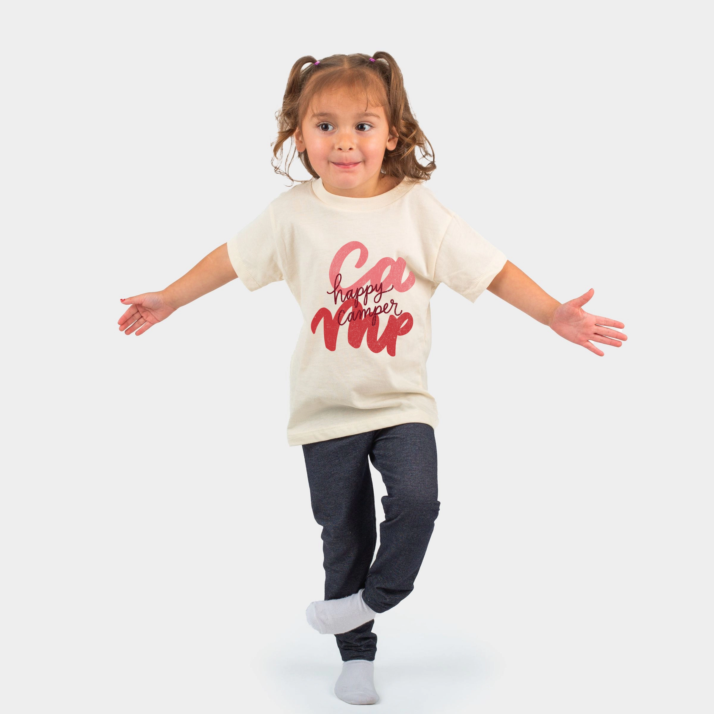 The Juniper Shop - Happy Camper Cursive Toddler Short Sleeve Graphic T-Shirt