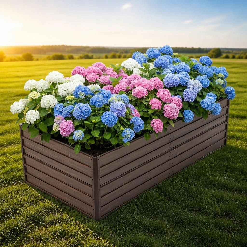 WOW PIONEER Long Rectangular Metal Garden Planter Box Decorative for Patio Yard Walkway Balcony