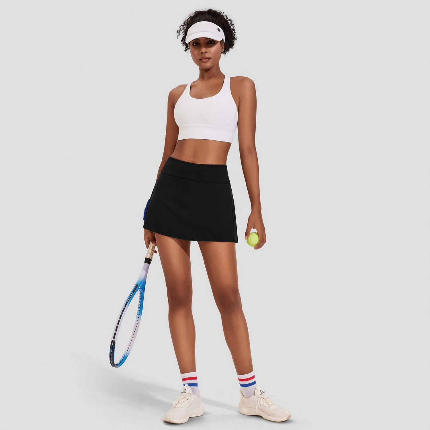 Pinspark Womens Solid High Waist Skorts Golf Tennis Skirt Athletic Casual Shorts