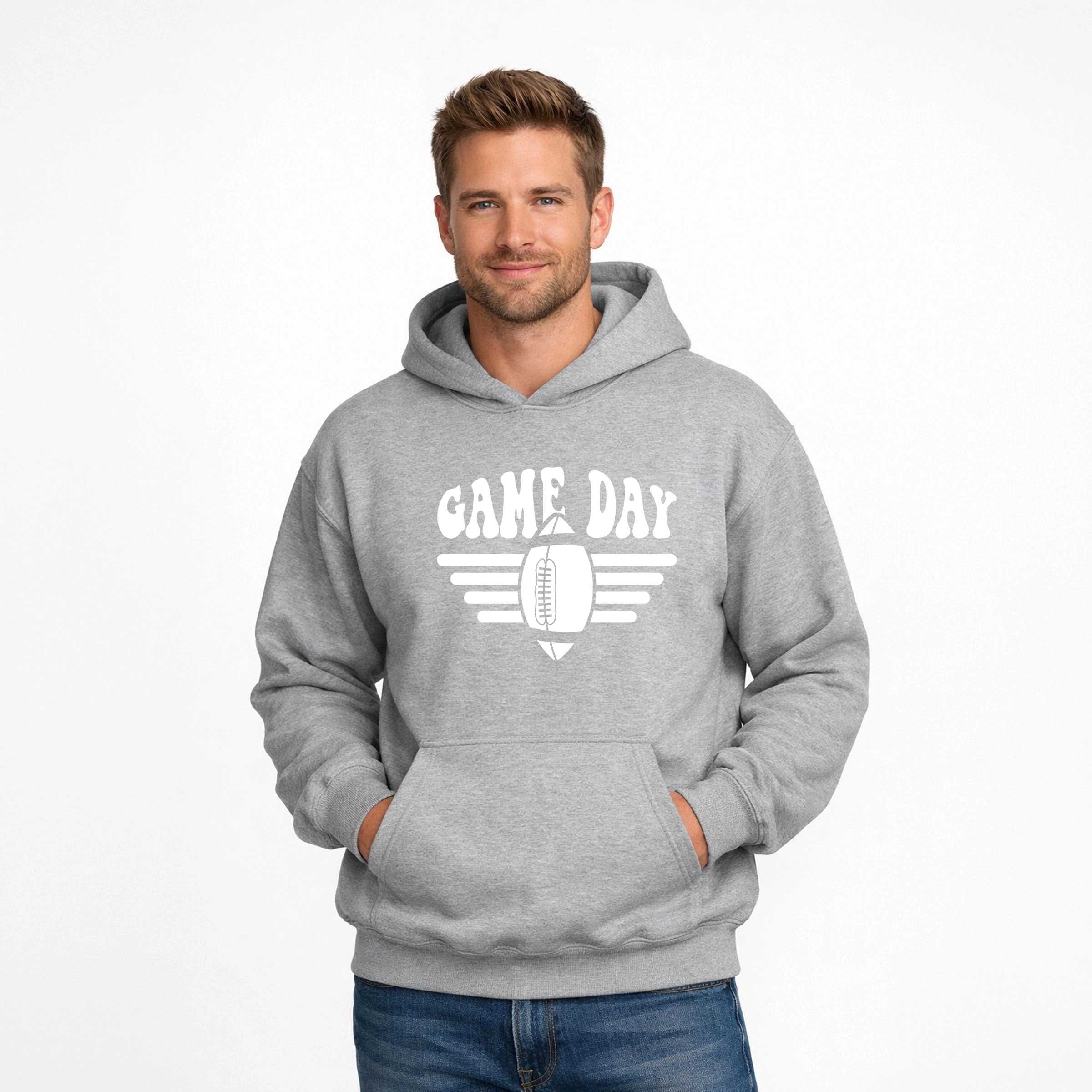 Simply Sage Market - Men's Graphic Hoodie Football Game Day Stripes