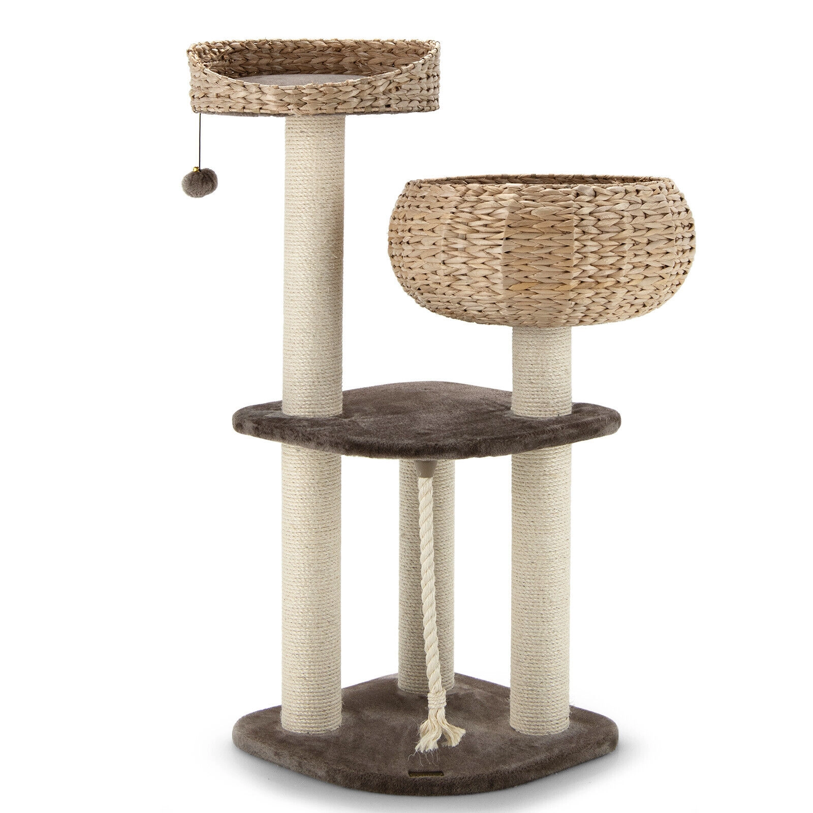 SUGIFT 41-in Rattan Cat Tree with Napping Perch 22-lb Capacity 41-in Tall Cat Furniture As Picture Shows Brown