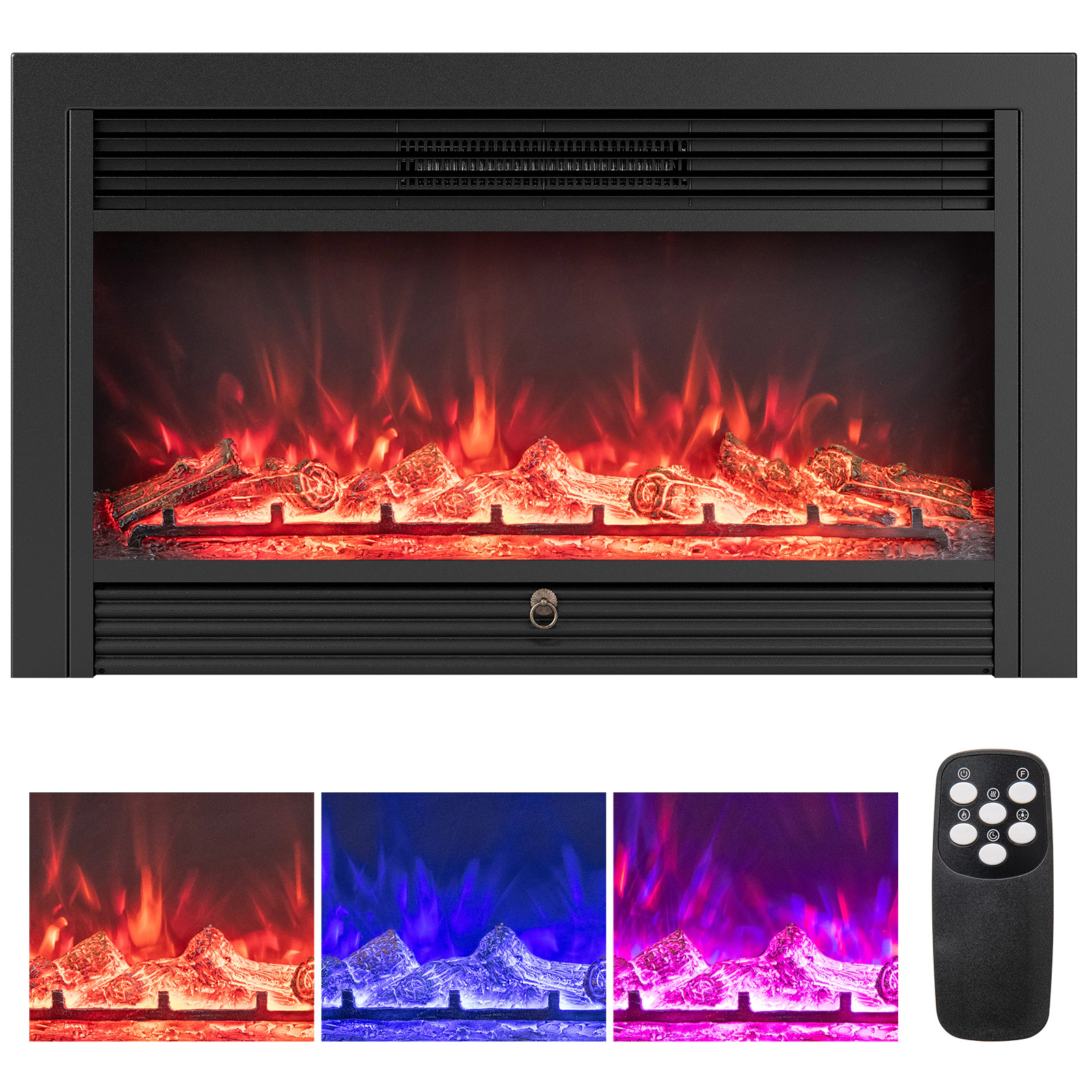 SUGIFT 33-In Recessed Electric Fireplace Insert, 5,000 BTU, Adjustable Thermostat, 750W/1,500W, 8H Timer