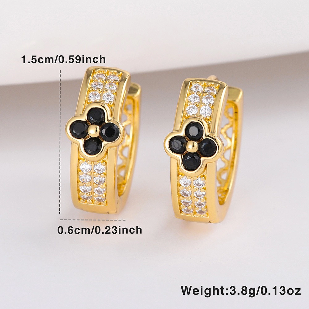 Clover Pave Cubic Zirconia Huggie Hoop Earring