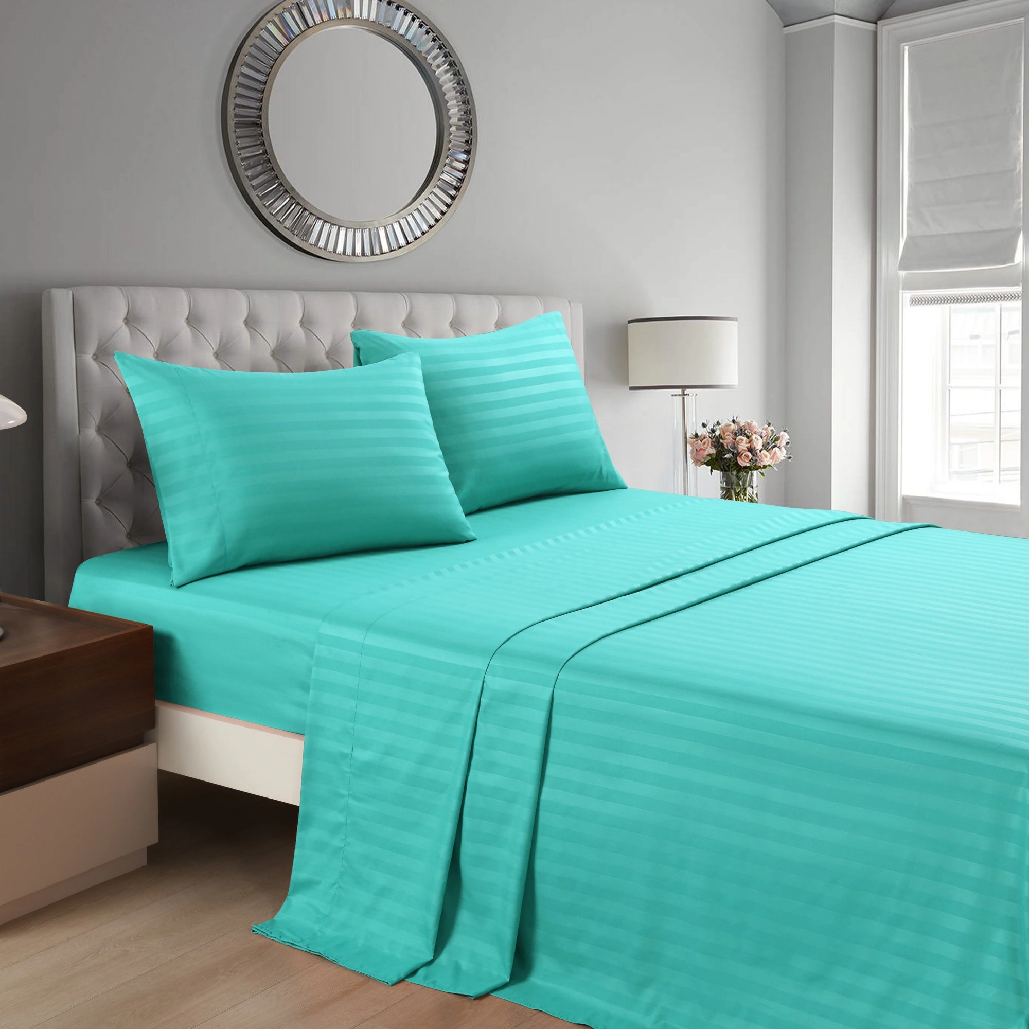 Marcielo 3/4 Pcs Luxury Stripe Bed Sheets Set 18-inch deep pocket