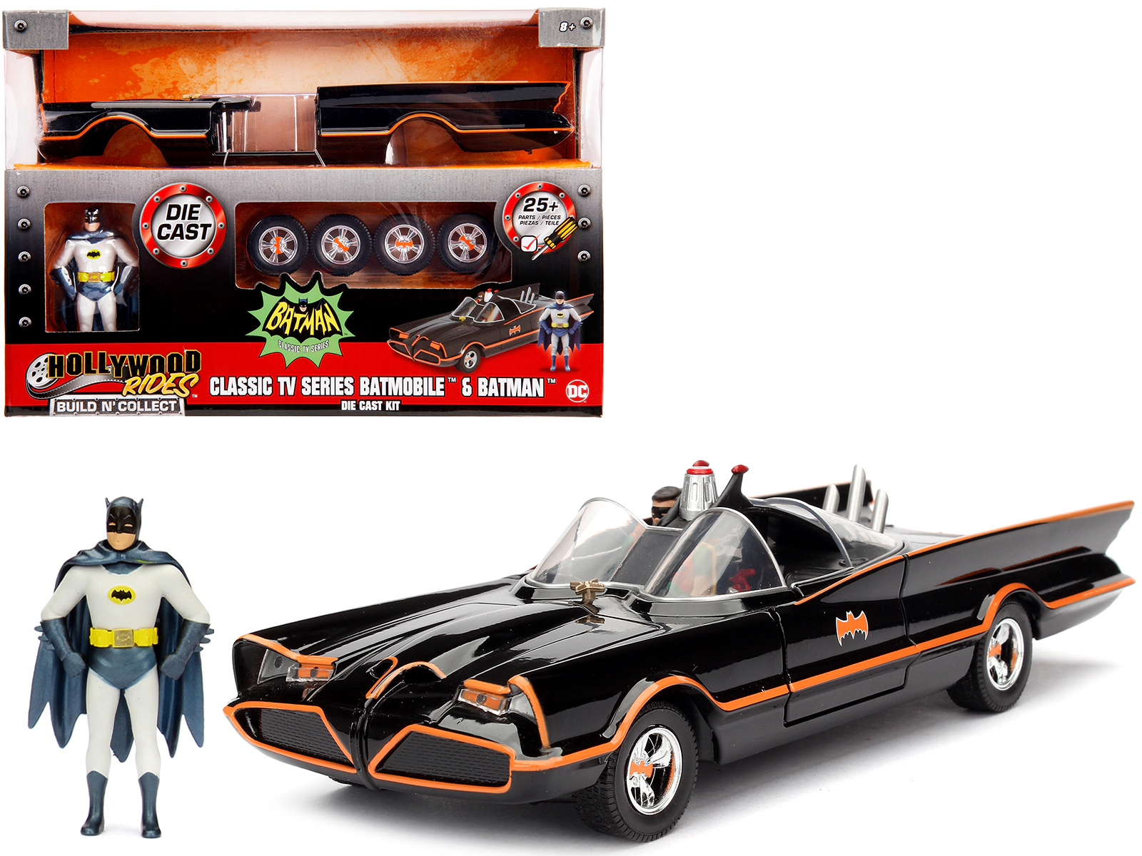 Jada Model Kit Classic Batmobile Black with Batman Diecast Figure "Batman" (1966-1968) TV Series "Build N'
