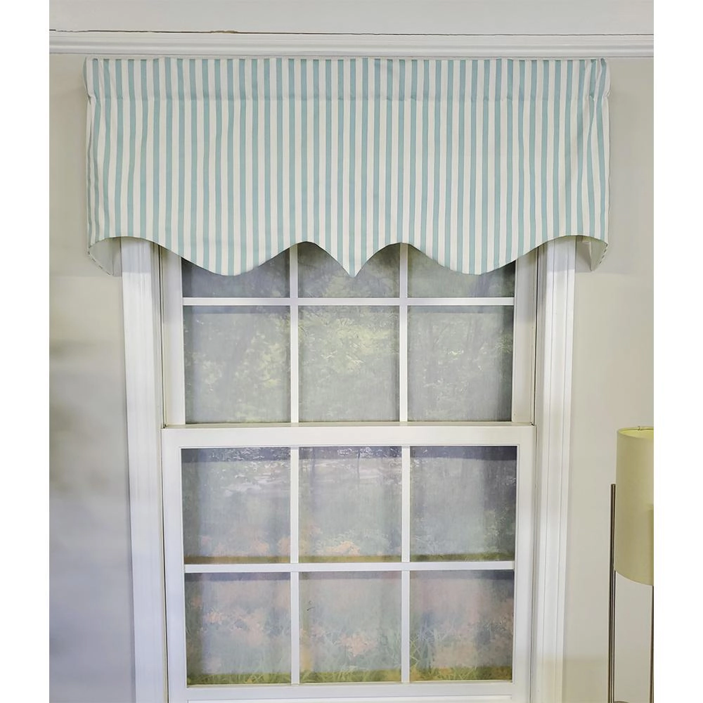 RLF Home Candy Stripe Regal 3" Rod Pocket Lining Luxurious and Elegant Window Treatment Valance 50" x 17" Spa