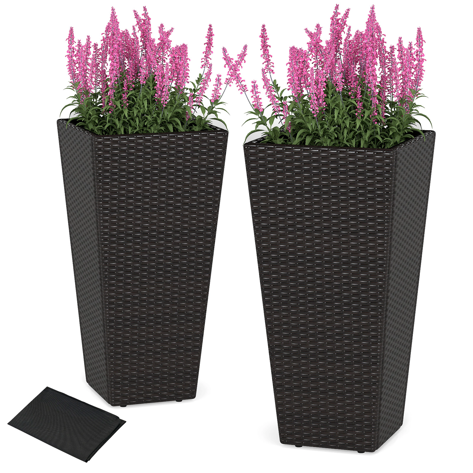 LJG 30 Inch Modern Decorative Planter Pots Set of 2 with Open-Ended Base