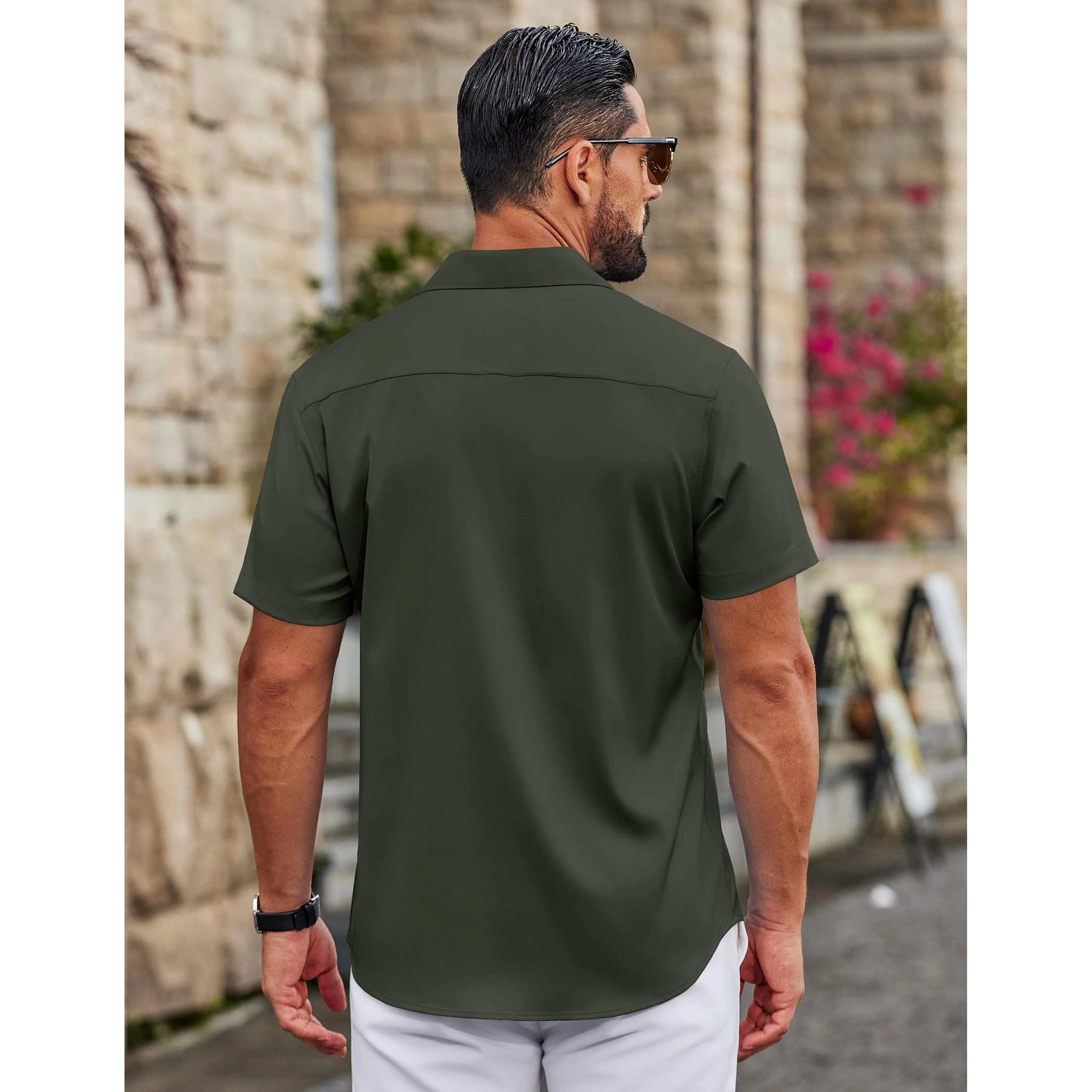 COOFANDY Men's Regular Fit Short Sleeve Button Front Shirt