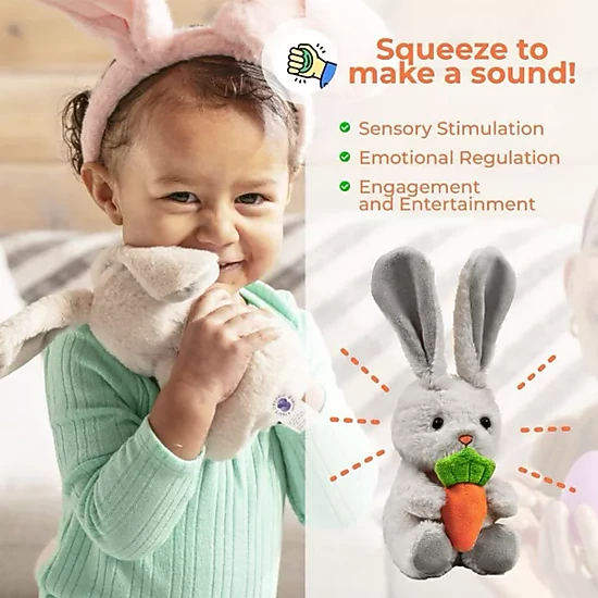 Sperric Easter Baby Plush Bunny w/ Bow, 13" Cuddly Easter Plush Bunny Sensory Easter Toy for Newborns & Infants