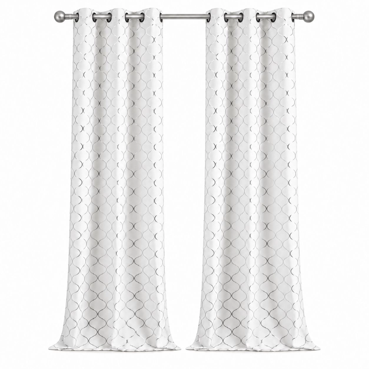 Kate Aurora 2 Pack Metallic Lattice Clover Ultra Luxurious Window Curtains
