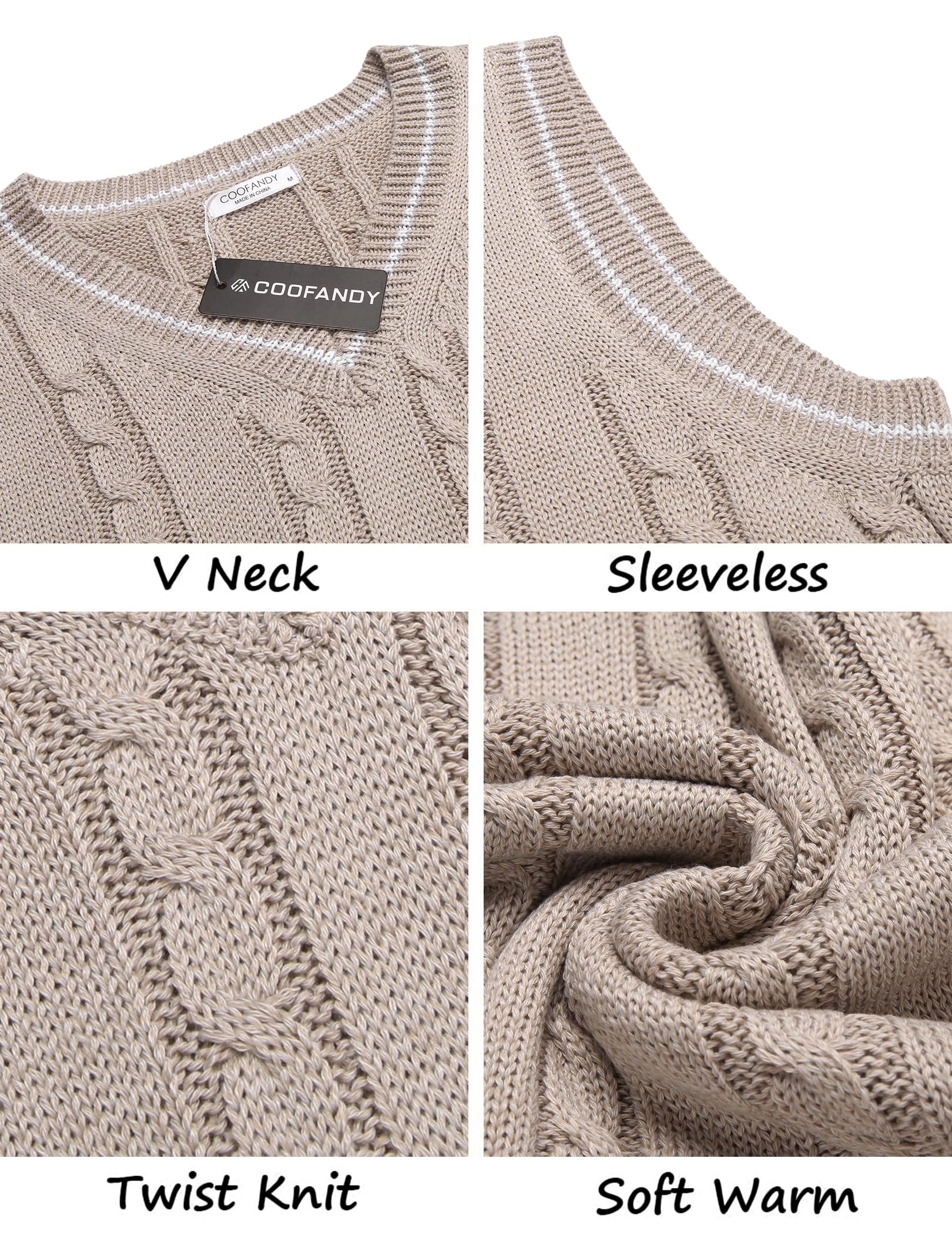 COOFANDY Men's Regular Fit V Neck Sleeveless Sweater Vest