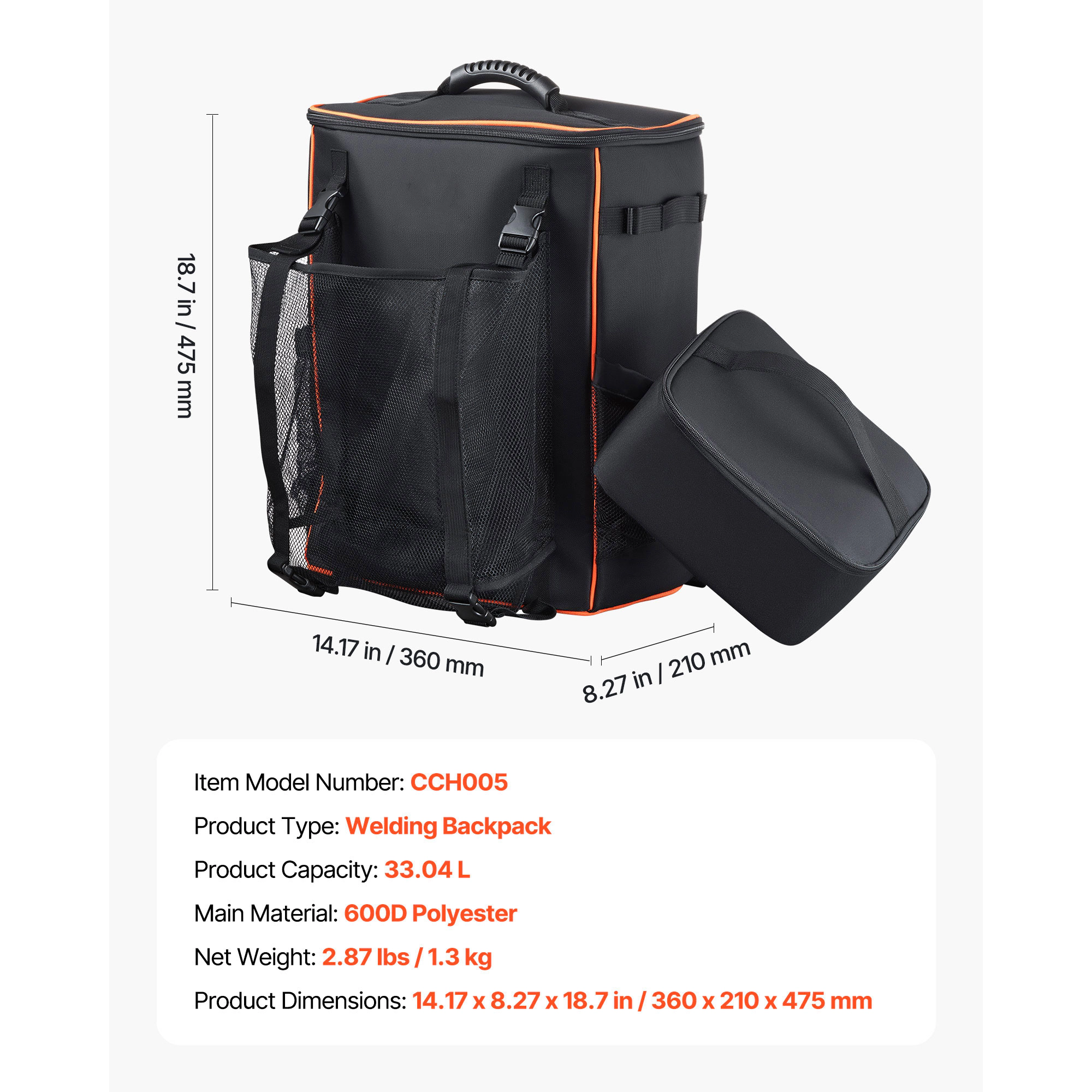 HONGGE Welding Backpack, Welder Backpack, Polyester Extreme Gear Pack for Tools and Helmet