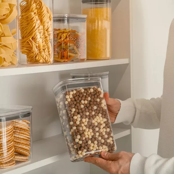 OU Airtight Food Storage Container 9.7cup BPA Free Clear Plastic Container w/ Leak Proof Lid Stackable Pantry Organizer