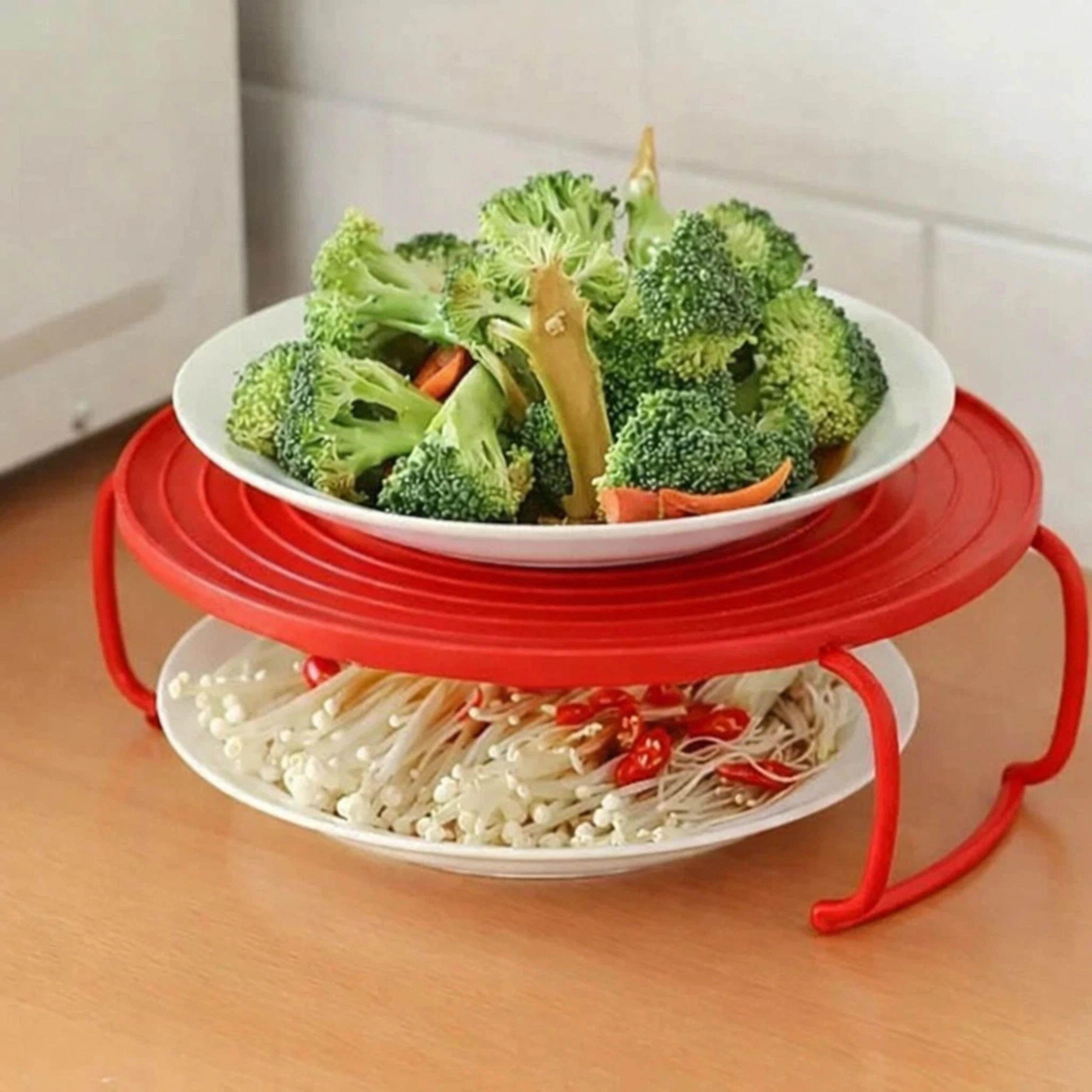 Home Collection 2-Tier Microwave Food Tray with Splatter Guard