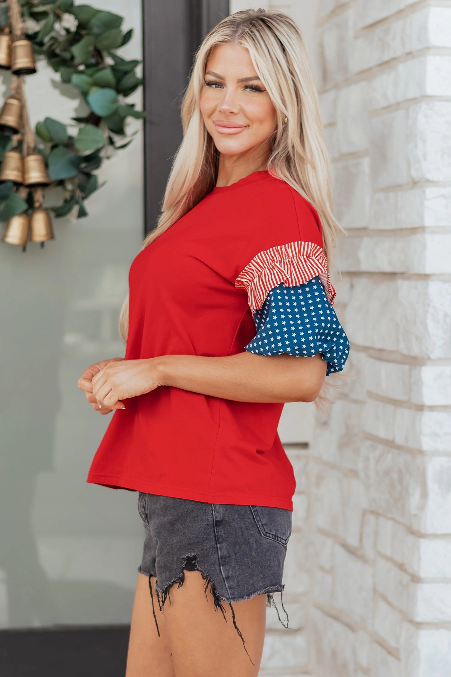 Threaded Pear Women's Aspyn Short Puff Sleeve Top