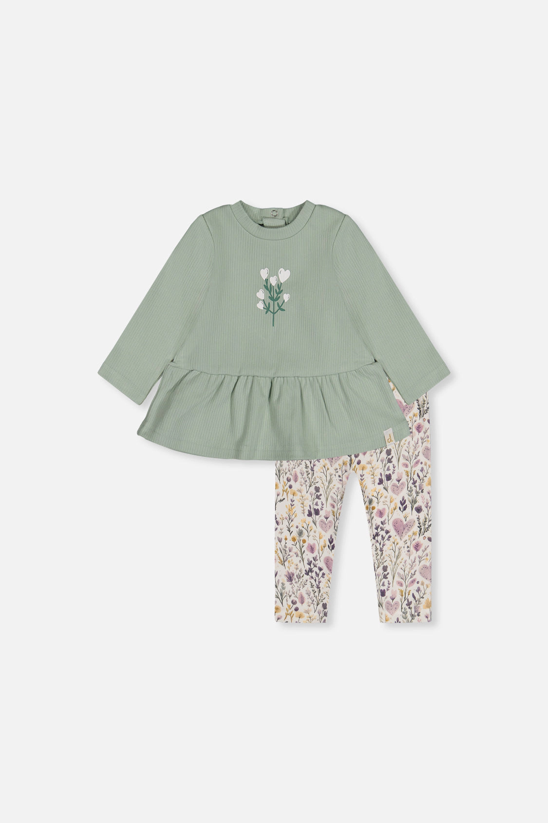 Deux par Girls Organic Cotton Peplum Tunic and Legging Set with Heart Print