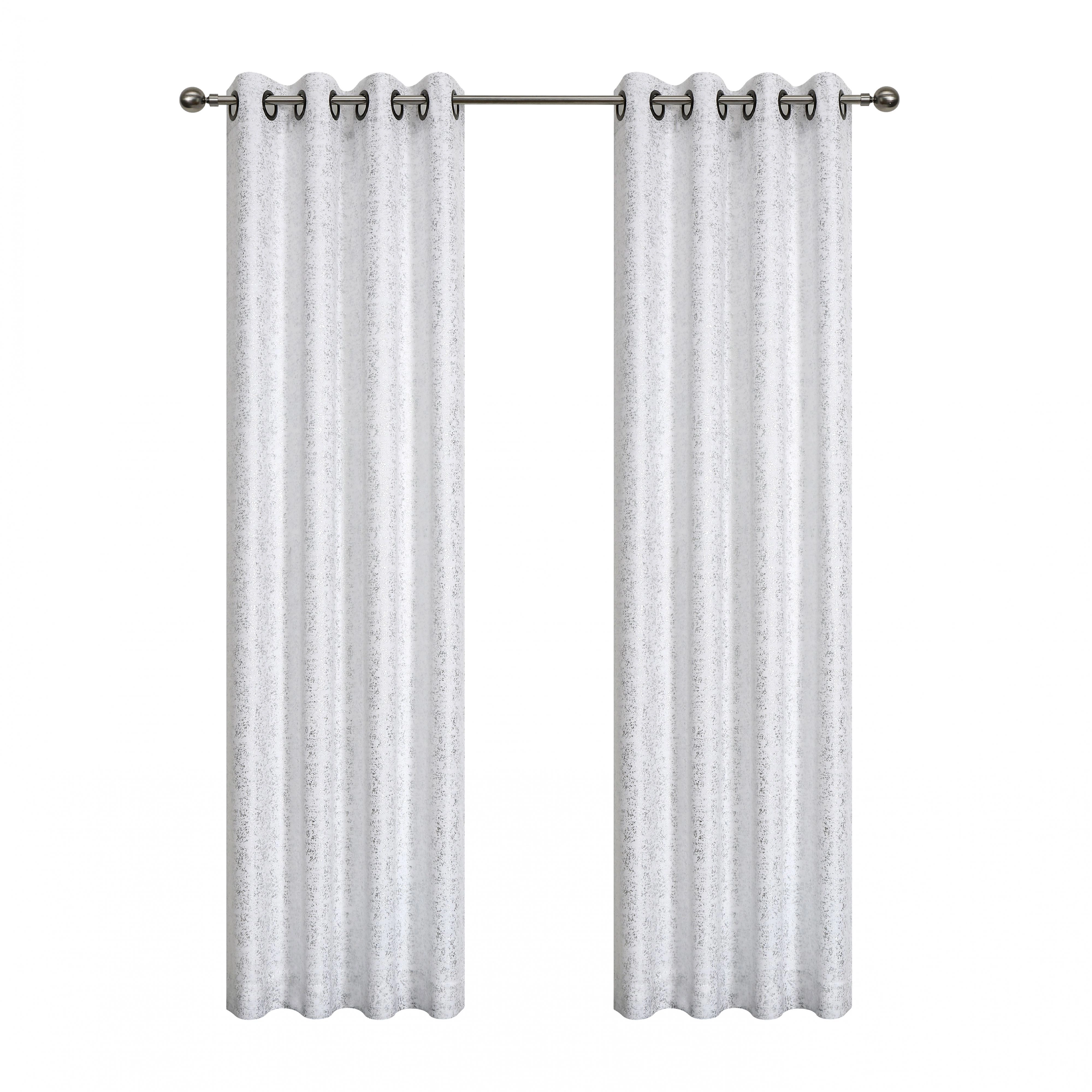 Kate Aurora 2 Piece Sadie White Metallic Sparkle Grommet Top Room Darkening Curtain Panels - 95 in. Long