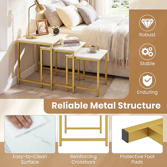 SlickBlue Nesting Side Tables Set of 3 with Stacking Space-Saving ...