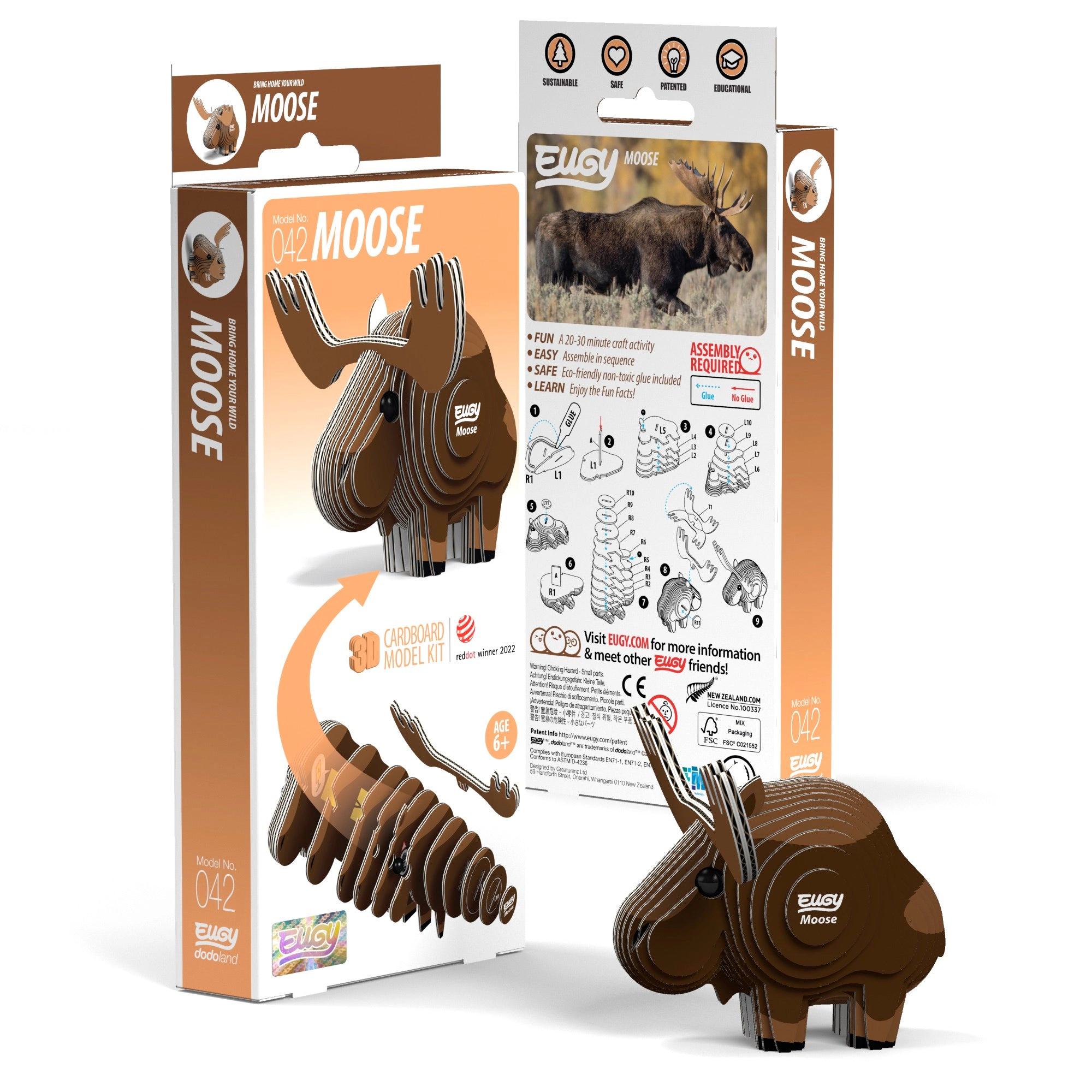 EUGY Moose 3D Puzzle - contains 24 puzzle pieces