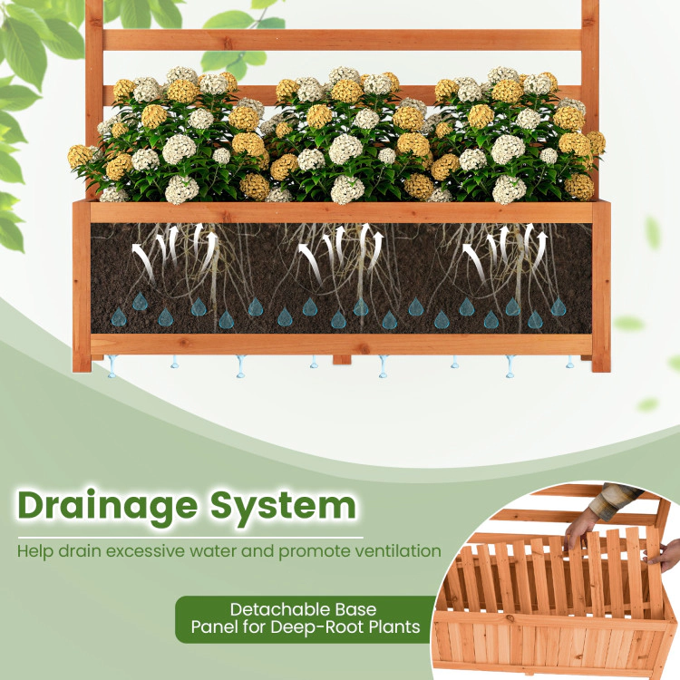 Hivvago Wooden Raised Garden Bed 59 Inch Tall Elevated Planter Box with Vertical Trellis