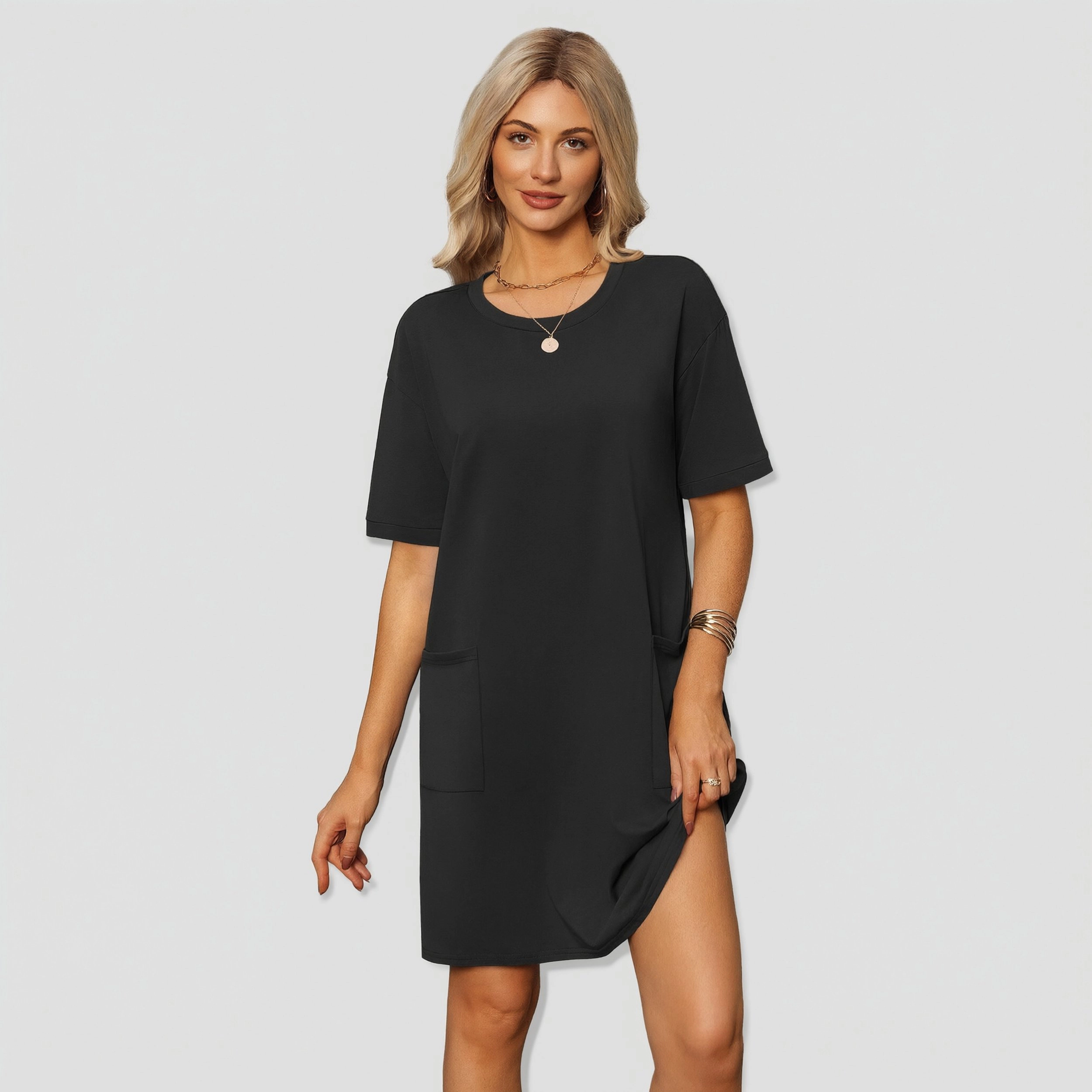 Ekouaer Cotton Nightgowns for Women Short Sleeve Sleep Shirts Crew Neck Night Dress Nightshirt