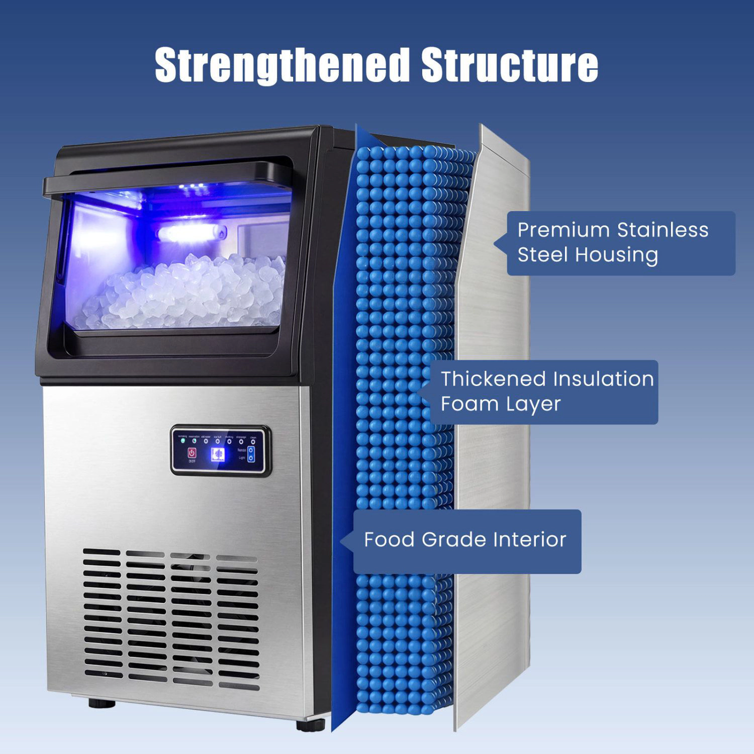 SlickBlue Black Ice Machine, 90 Lbs Daily, 15 Lbs Storage