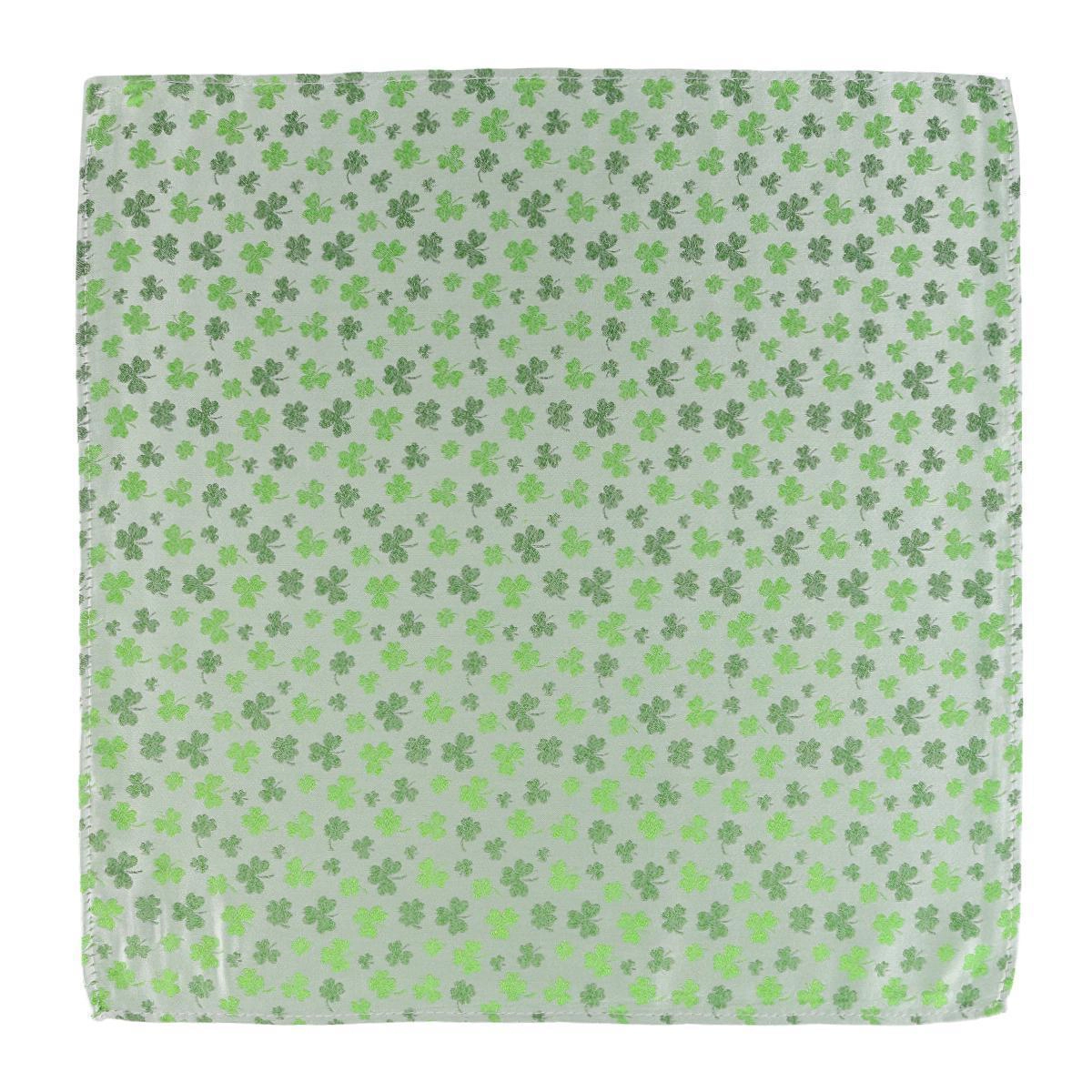 Trafalgar White Shamrock Novelty Silk 12x12 Pocket Square