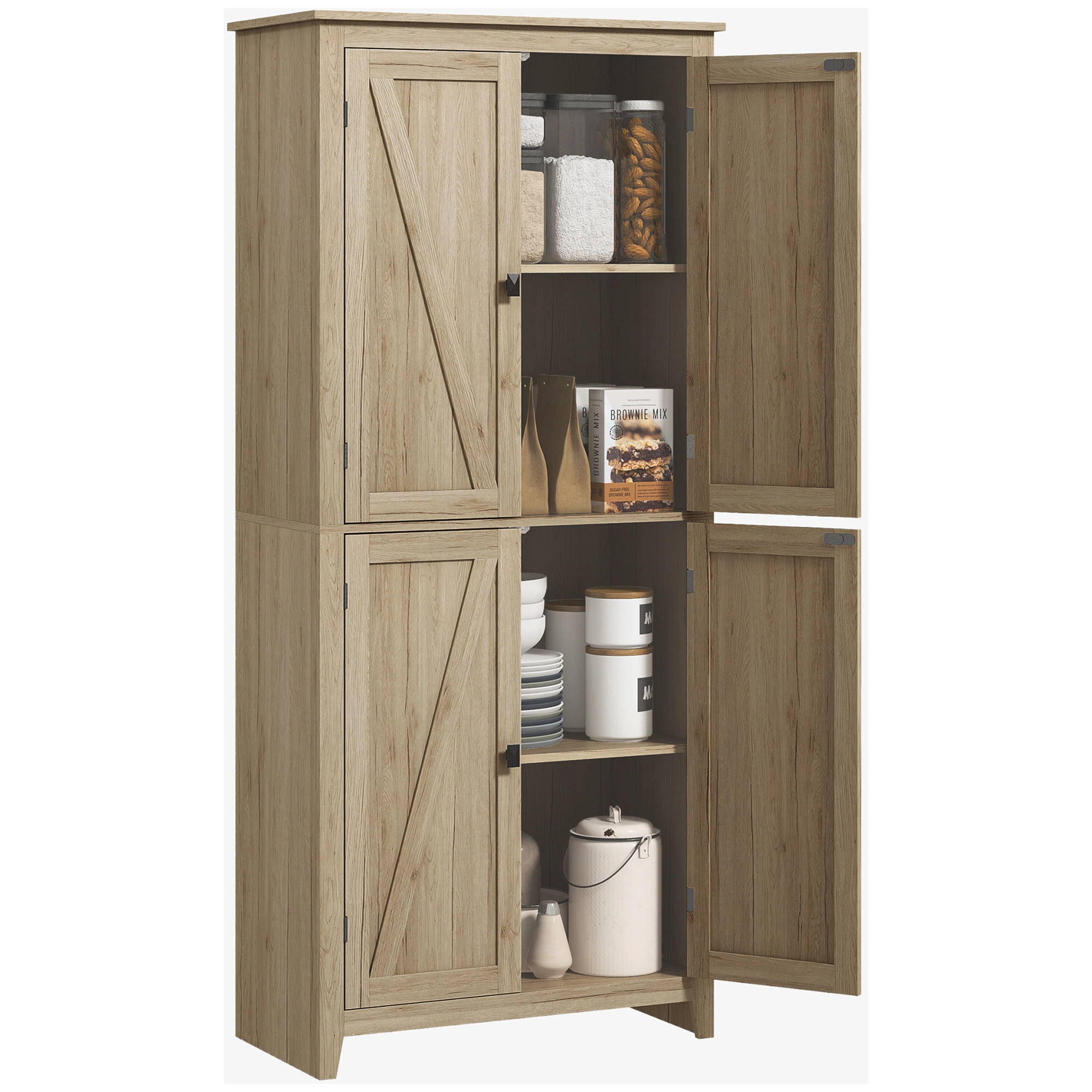 Tinyhomie 72 inch Freestanding Kitchen Pantry Cabinet with 4 Door and Adjustable Shelves