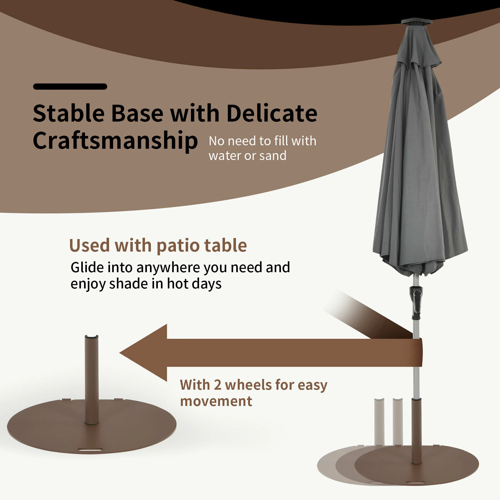 Hivvago 50 Lbs Umbrella Base Stand With Wheels For Patio
