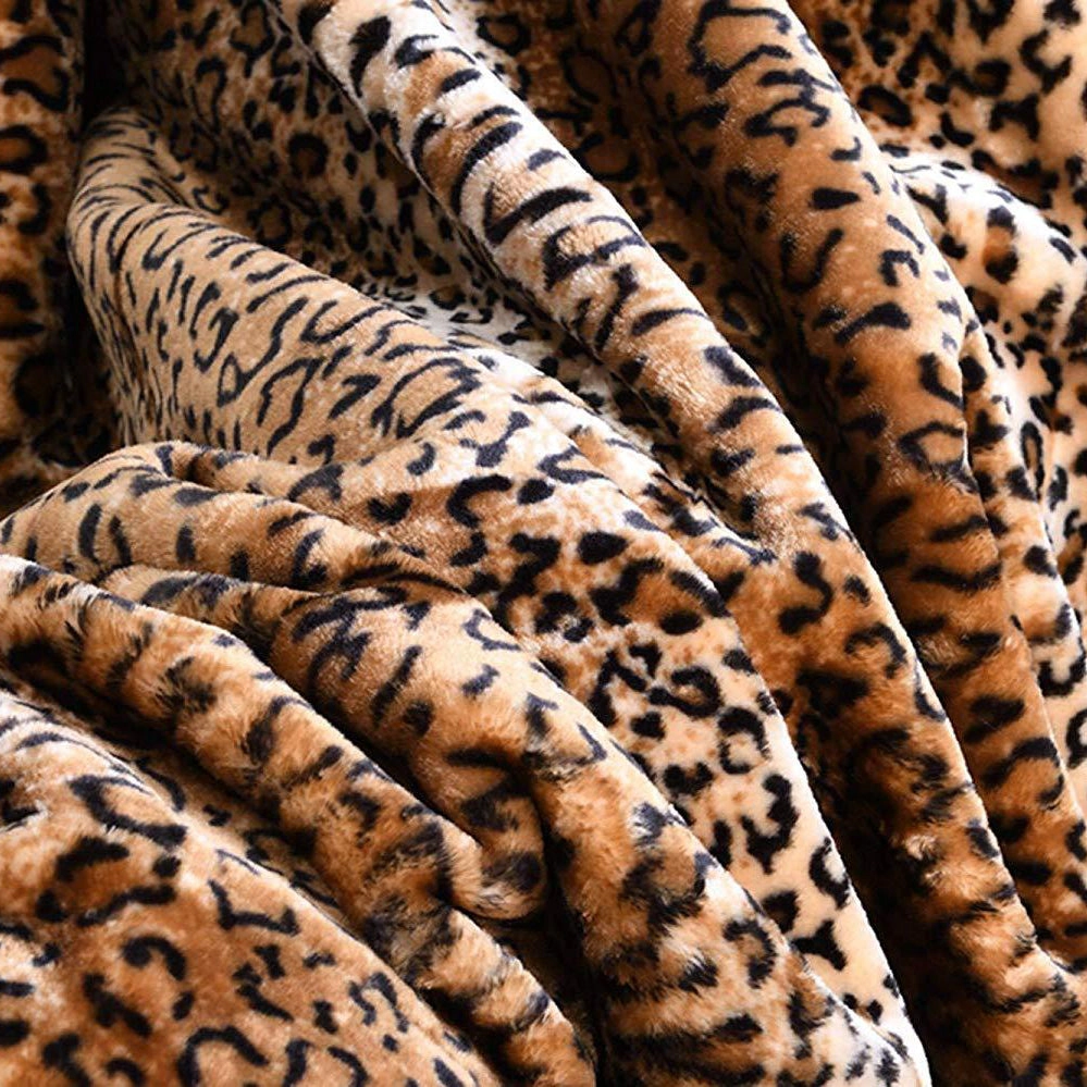 MarCielo Faux Fur Leopard Throw Blanket, Soft Plush Cozy Sofa Cover