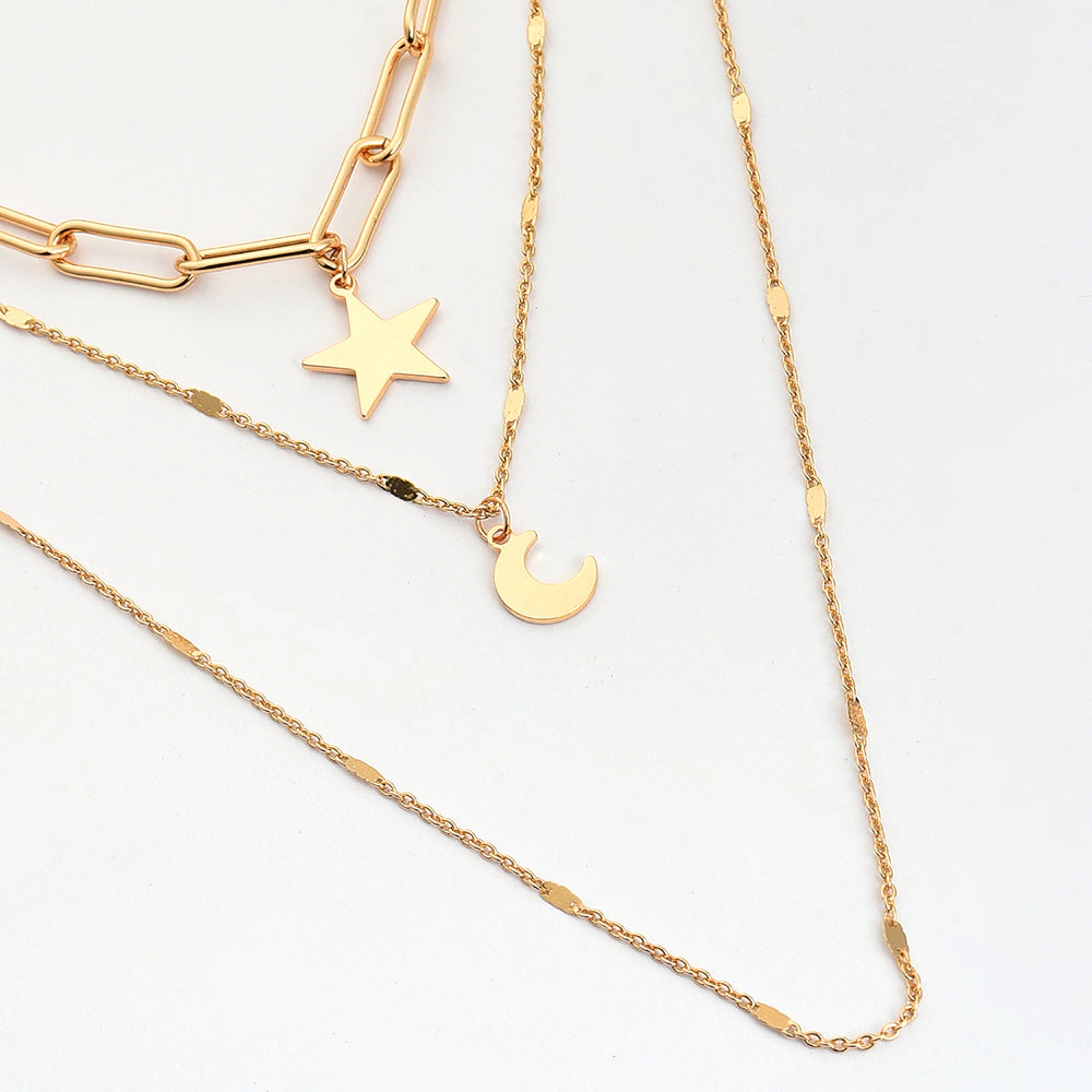 SOHI Women's Gold Everyday Multi-Layer Necklace