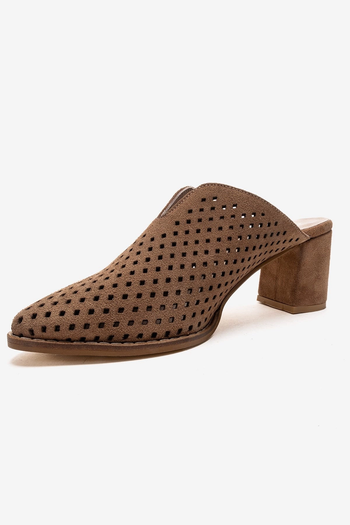 Forever & Always Womens Toen Leather Block Heel Mules