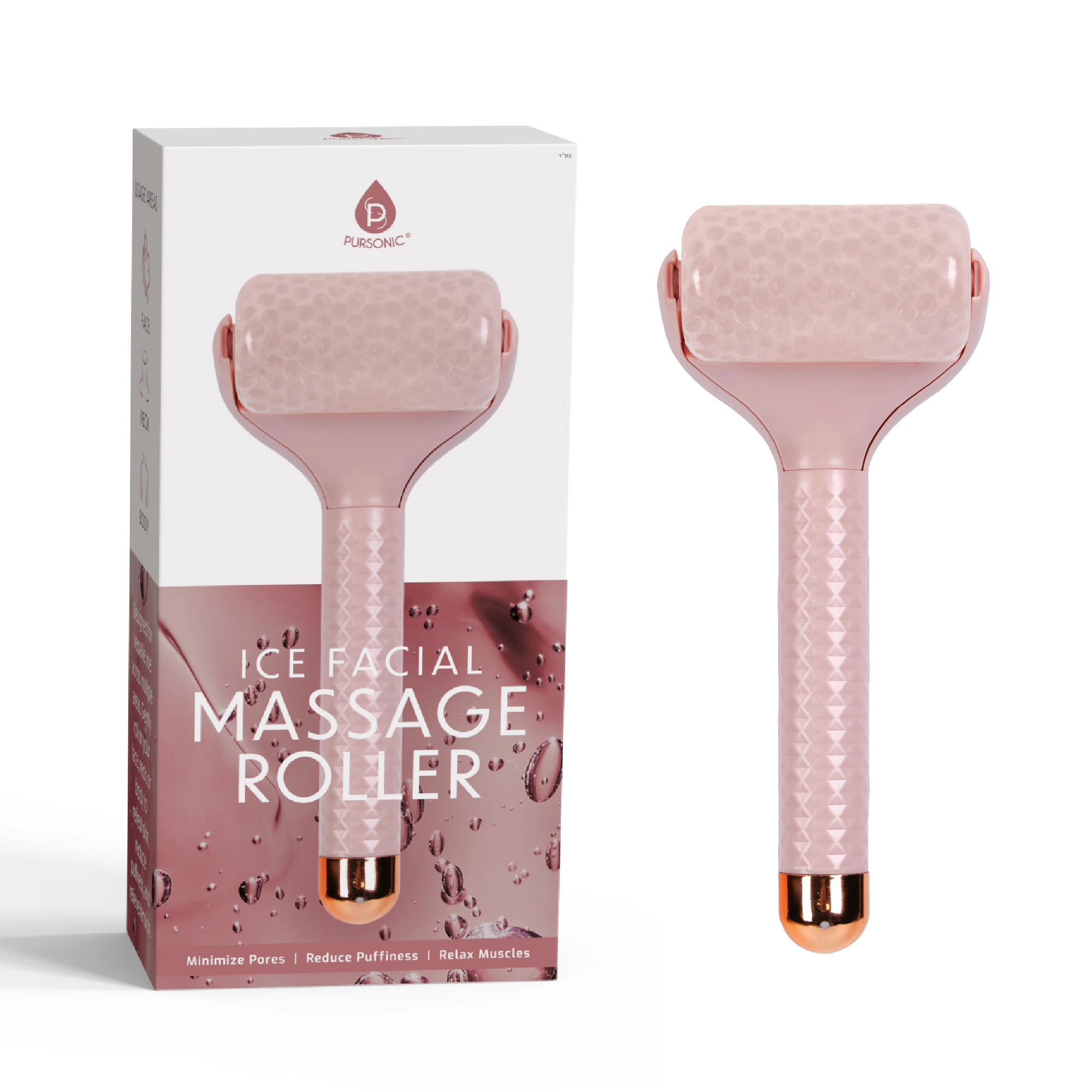 Pursonic Women's Cooling Ice Facial Massage Roller with Extra Large Gel Roller Head for Skin Refresh & Depuffing