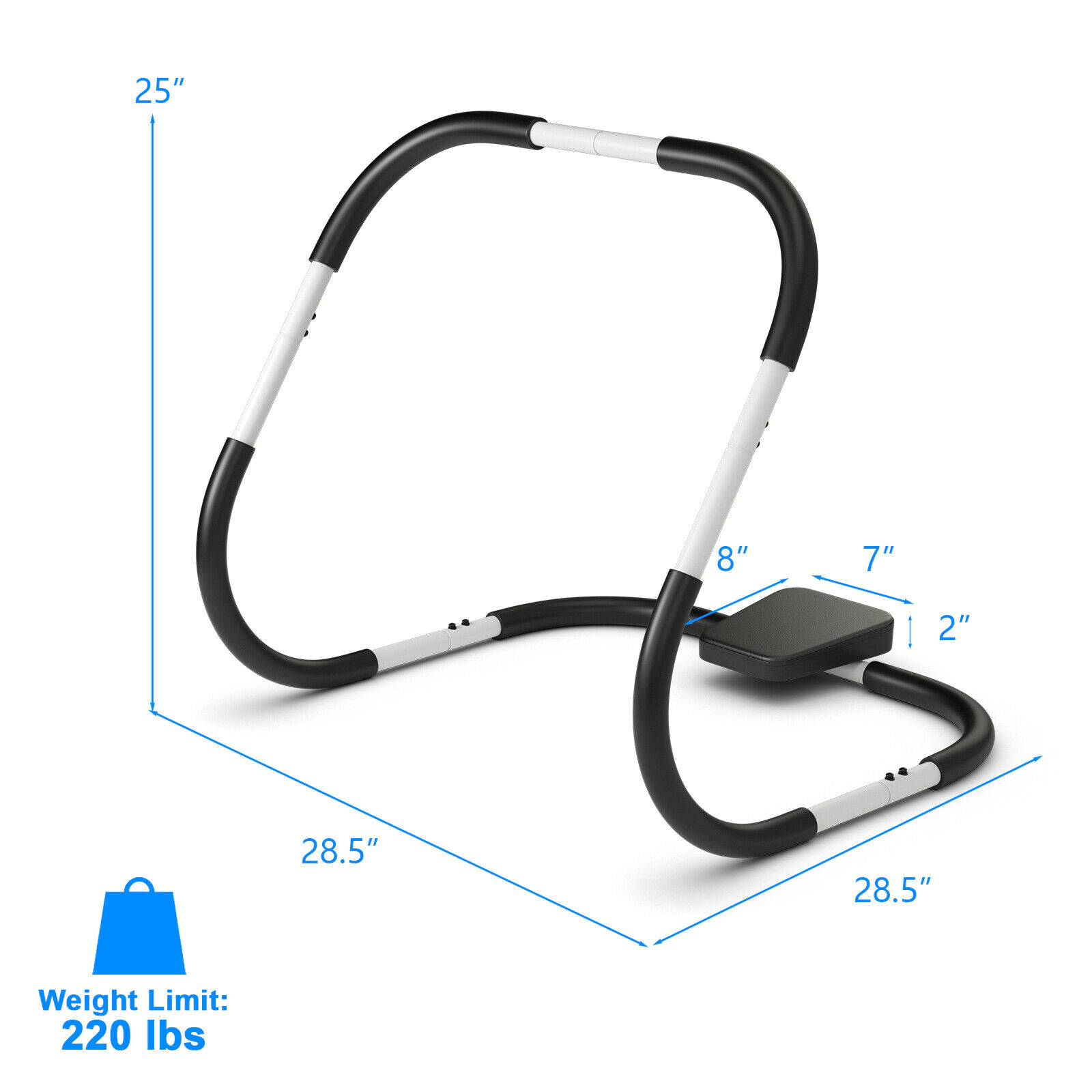 SUGIFT White Portable Ab Trainer with Headrest and Foam Handles 28.5-in W 28.5-in D 25-in H 220-lb User Capacity