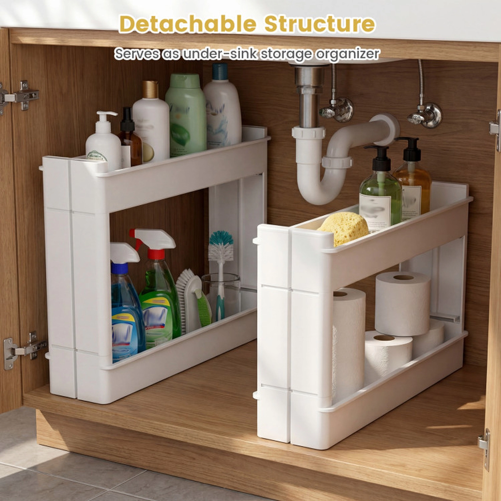 SUGIFT 4-Tier Slim Storage Trolley Cart with Detachable 3.5-in Trays 80-lb Capacity White