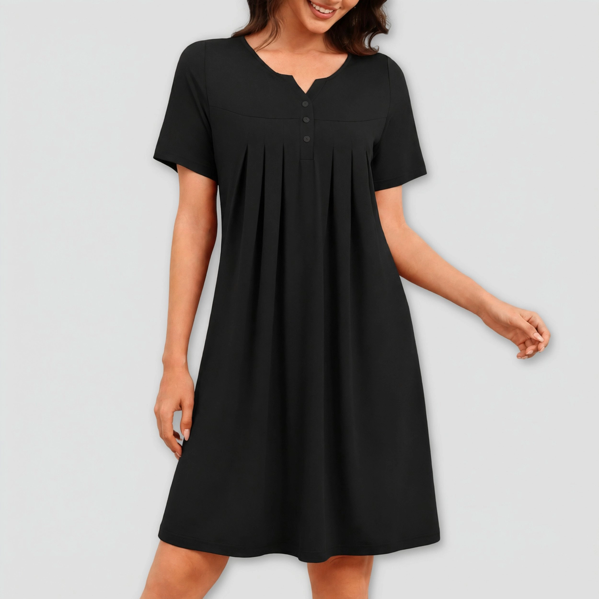 Ekouaer Women's V-Neck Short Sleeve House Dress