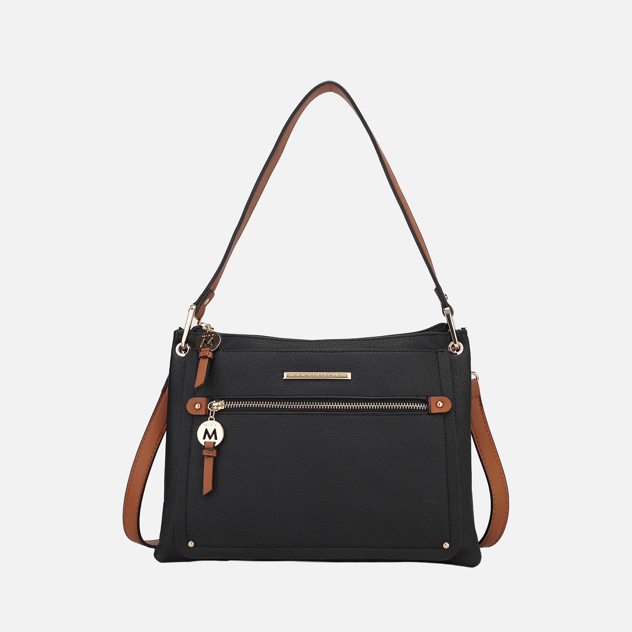 Mia K Collection Aliyah Shoulder Bag - Vegan Leather Handbag with Gold Hardware