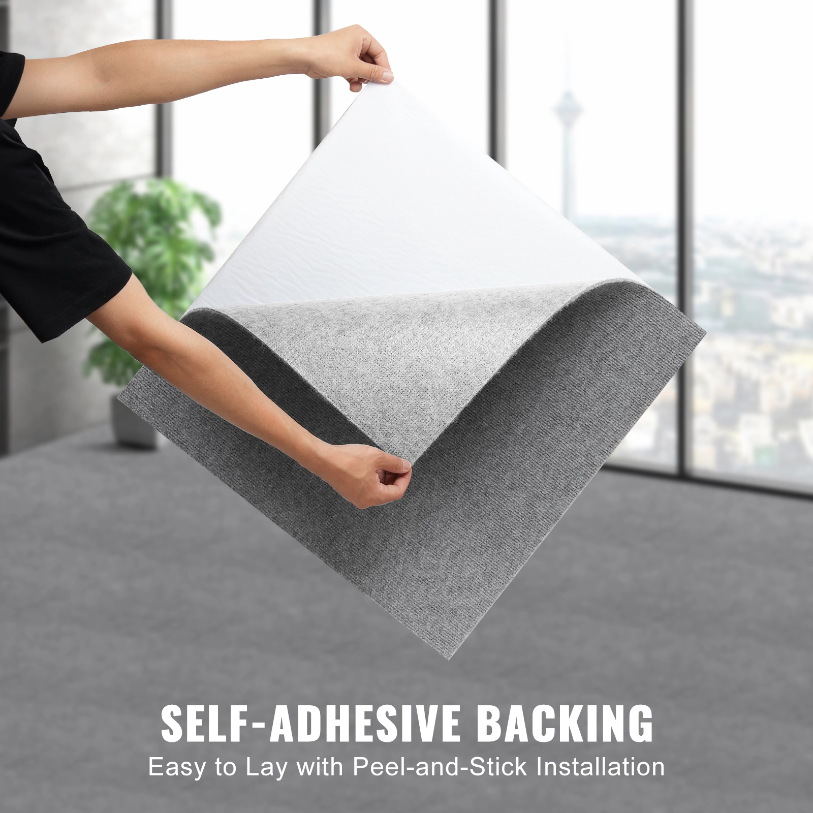 HONGGE Self Adhesive Carpet Tiles Soft Padded Floor for Easy DIY Living Room