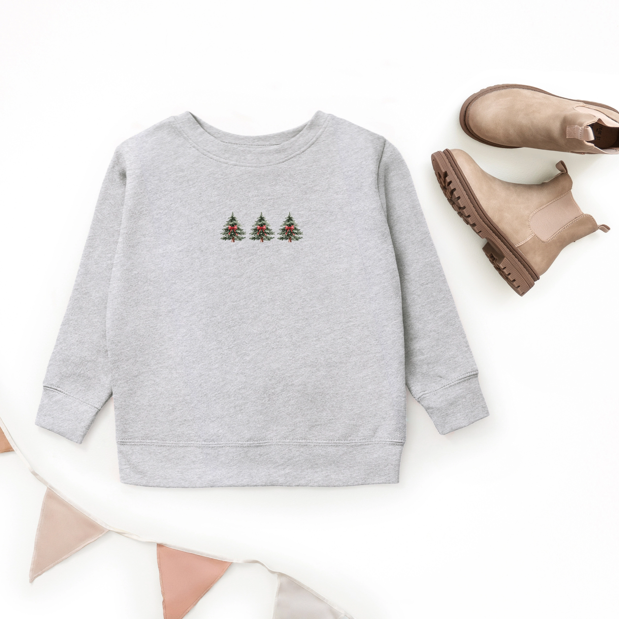 The Juniper Shop - Youth Graphic Sweatshirt Coquette Christmas Trees