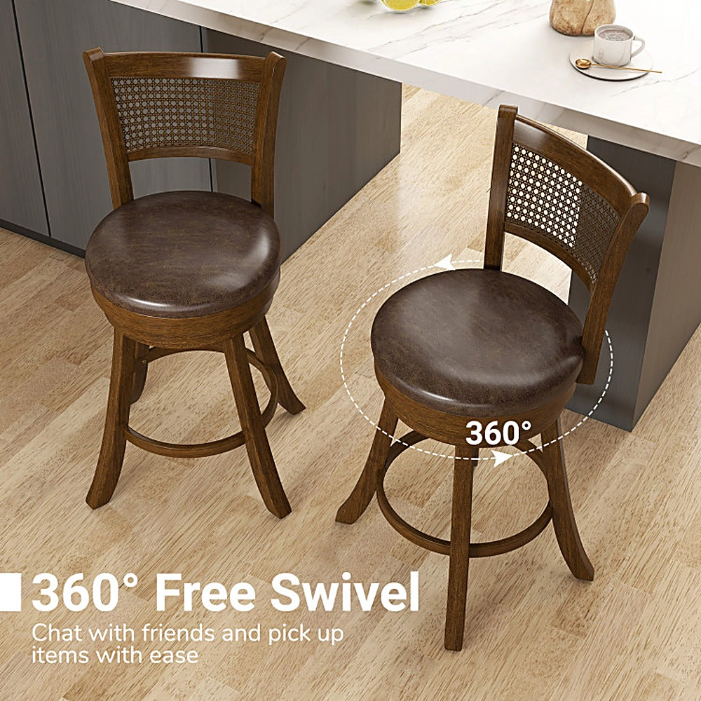 SUGIFT Swivel Counter Height Bar Stools with 25-in Seat 400-lb Capacity Brown