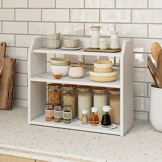 SlickBlue 3 Tier Desktop Bookshelf Organizer with Wooden Storage Shelves