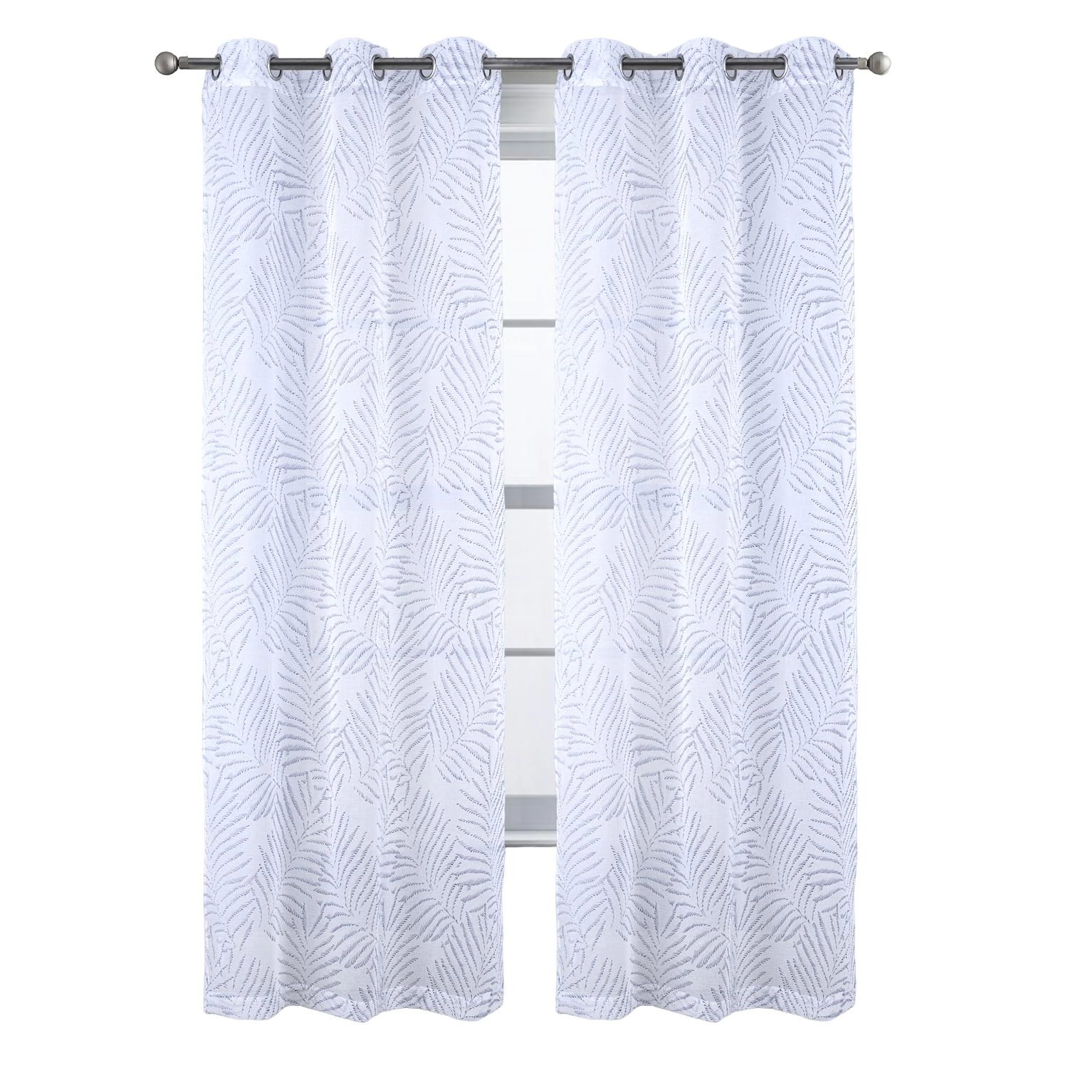 RT Designers Collection Faye Grommet Metallic Sheer Printed Doily Curtain Panel 54" x 84