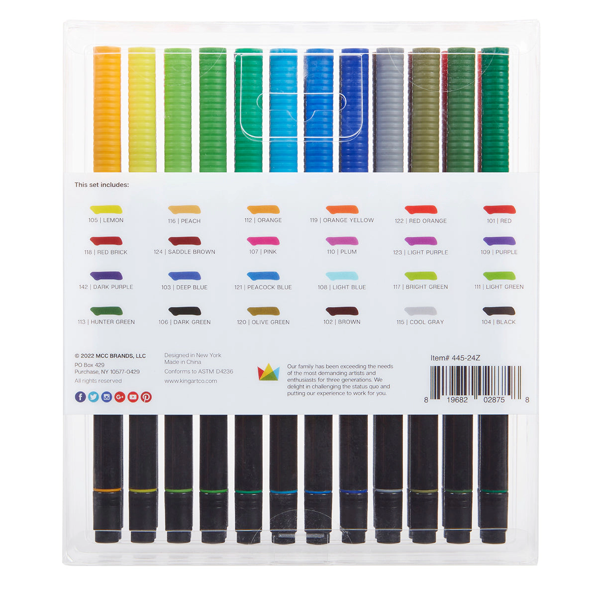 KINGART PRO Twin-Tip Brush Pens 24 Colors