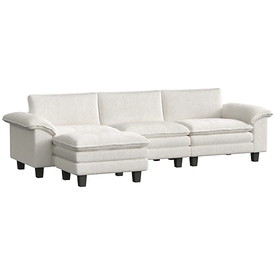 Hivvago L-Shaped Sectional Sofa With Movable Ottoman