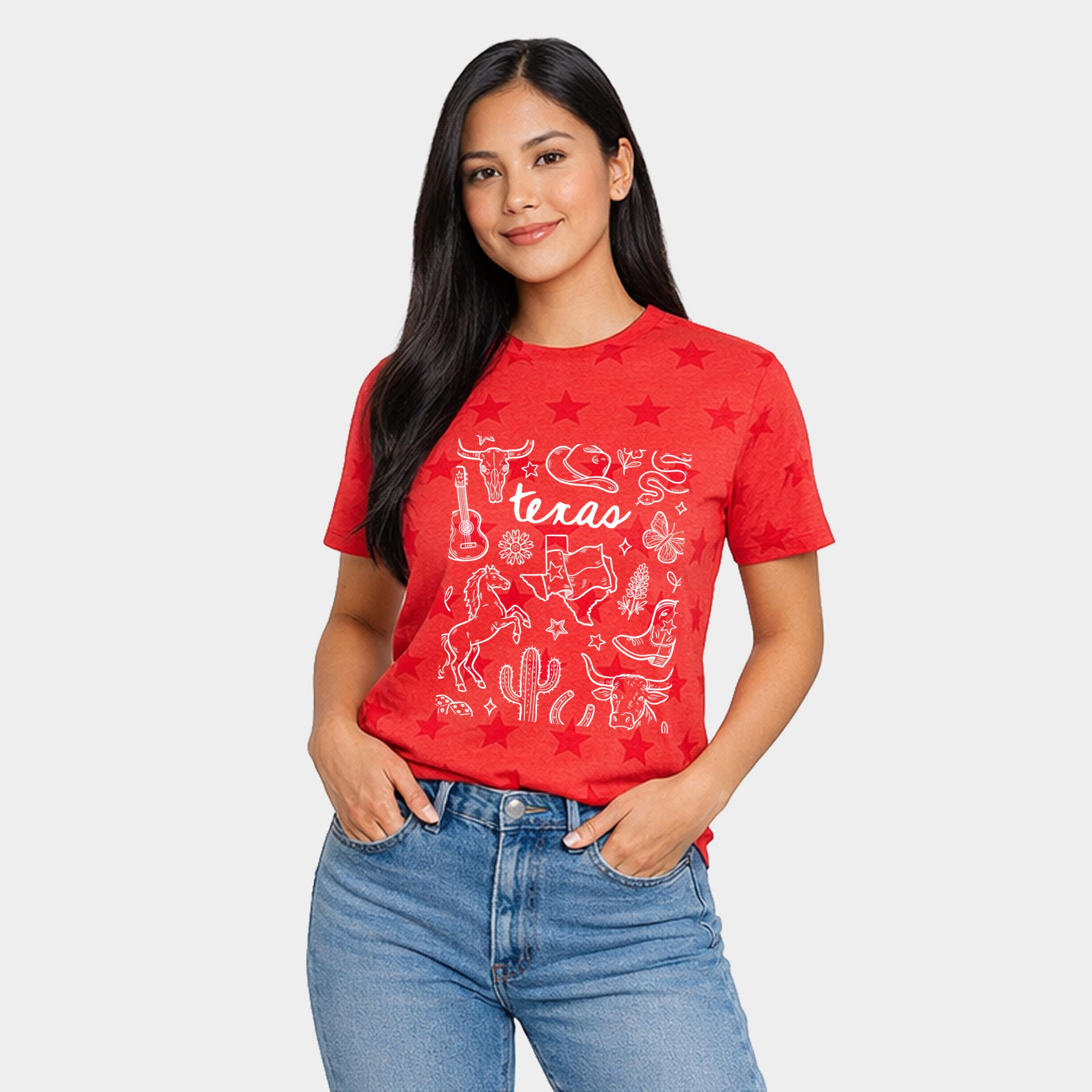 Simply Sage Market - Texas Sketched Collage Women's Short Sleeve Star Tee