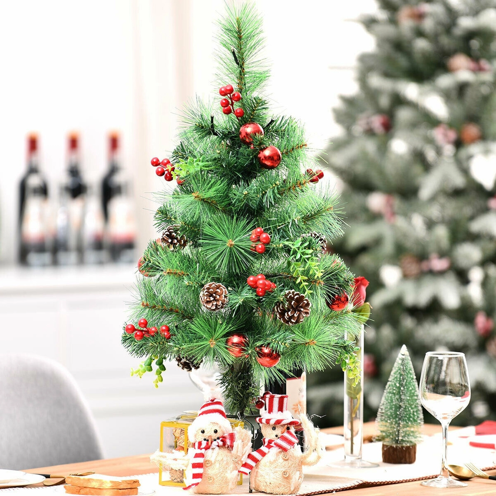 SUGIFT 29 in Battery Powered Outdoor Xmas Decoration Set of 2 Pre-Lit Pathway Christmas Trees
