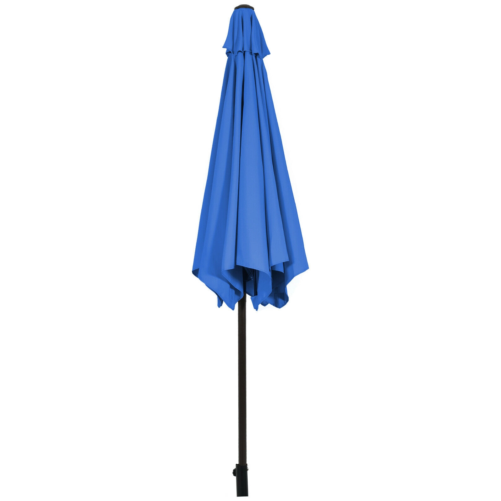 SUGIFT 9-ft Blue Market Table Patio Umbrella with Push Button Tilt Crank Lift 8 Ribs and 1.5-in Iron Pole