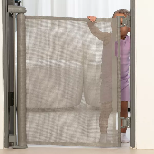 Sperric Retractable Baby Gate Gray for Stair and Doorway, 33" Tall Extends up to 55" Easy Install Hardware Mounting Kit